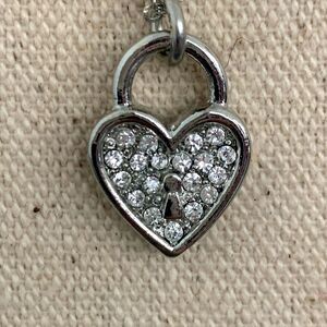 Lock My Heart Silver Tone Padlock Pendant Necklace with Swarovski Crystals